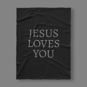 Cobertor De Velo Jesus te ama   Preto e cinza escuro