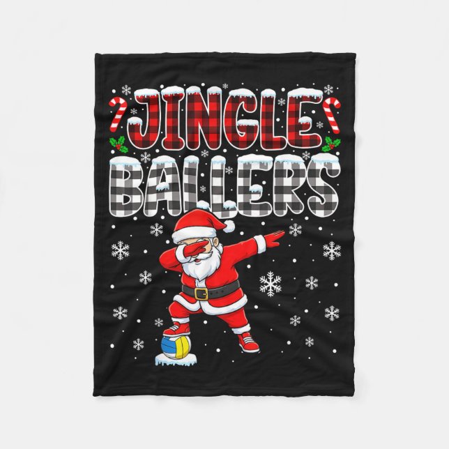 Cobertor De Velo Jingle Ballers Plaid Santa Dabbing Volleyball Chri (Frente)