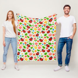 Cobertor De Velo Joaninhas Fofas e Flores para Decoração de Quarto