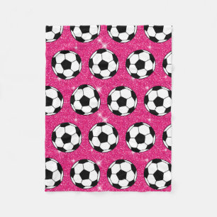 Cobertor De Velo Jogador Branco da Bola de Futebol Glitas Rosa Glit