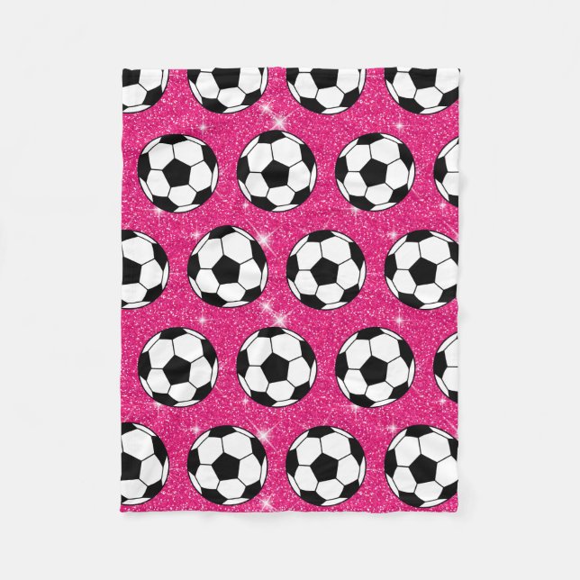 Cobertor De Velo Jogador Branco da Bola de Futebol Glitas Rosa Glit (Frente)