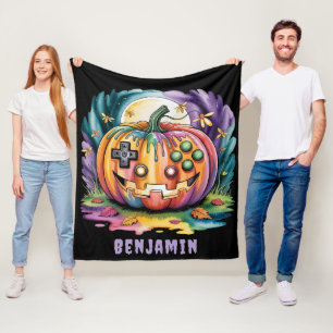 Cobertor De Velo Jogador Colorido Pumpkin Halloween Bash Gift