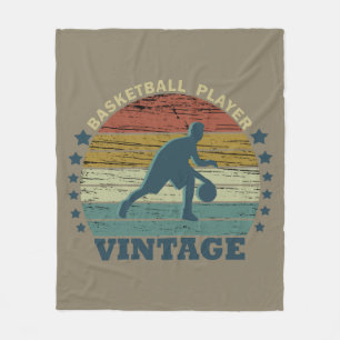 Cobertor De Velo Jogador de basquete dribblando vintage retro sunse