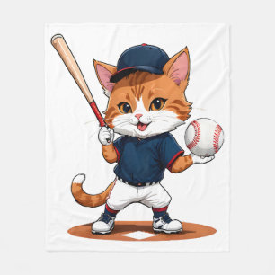 Cobertor De Velo Jogador de beisebol gato