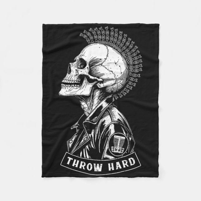 Cobertor De Velo Jogador de Disco Golfe Punk Rock Caveira Mohawk Ar (Frente)