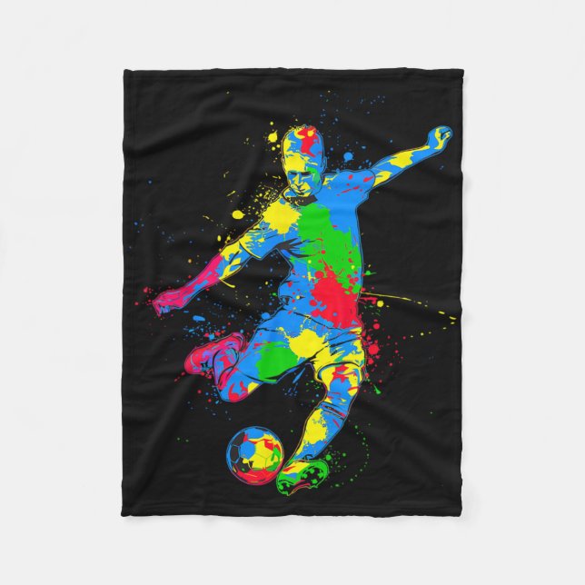 Cobertor De Velo Jogador de Futebol Colorido  (Frente)