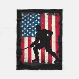 Cobertor De Velo Jogador de hóquei no gelo da bandeira americana pa