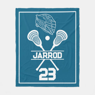 Cobertor De Velo Jogador de Lacrosse Azul e Branco Número Esportes