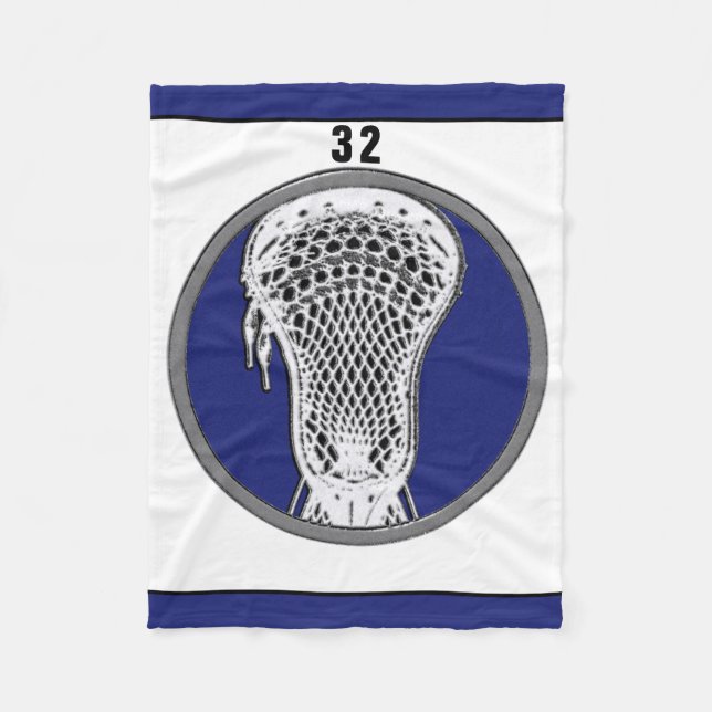 Cobertor De Velo Jogador de Lacrosse Time Azul (Frente)