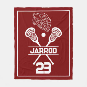 Cobertor De Velo Jogador de Lacrosse Vermelho e Branco Número Espor