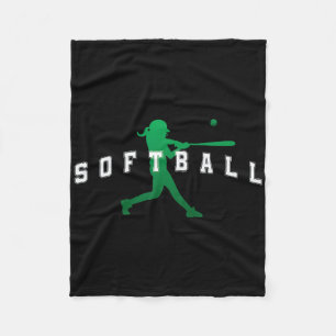 Cobertor De Velo Jogador do Time Verde de Softball Texto Varsity