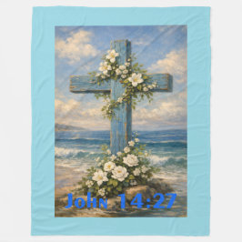 Cobertor De Velo John 14:27 Beach Cross Throw Pillow