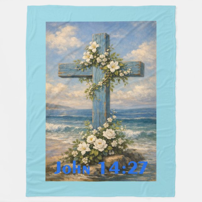 Cobertor De Velo John 14:27 Beach Cross Throw Pillow (Frente)