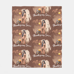 Cobertor De Velo Jovens nativos americanos se posicionando em um mu