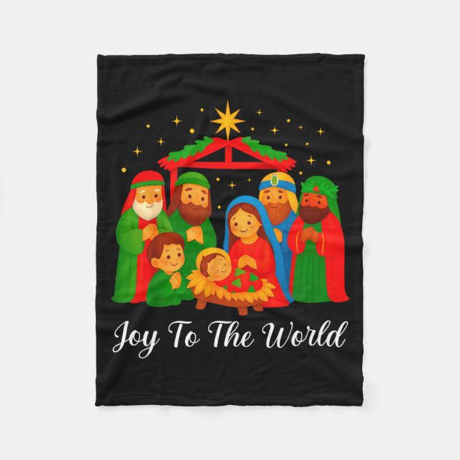 Cobertor De Velo Joy To The World Ugly Christmas Sweater Xmas Squad (Frente)
