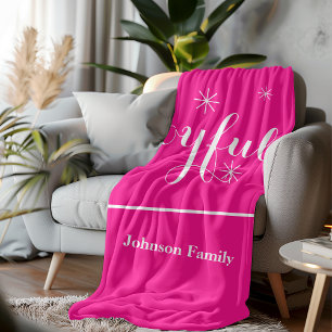 Cobertor De Velo Joyful Holiday Gift! Script Moderno, Chic Hot Pink