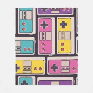Cobertor De Velo Joysticks Coloridos Papel de Wallpaper Vintage