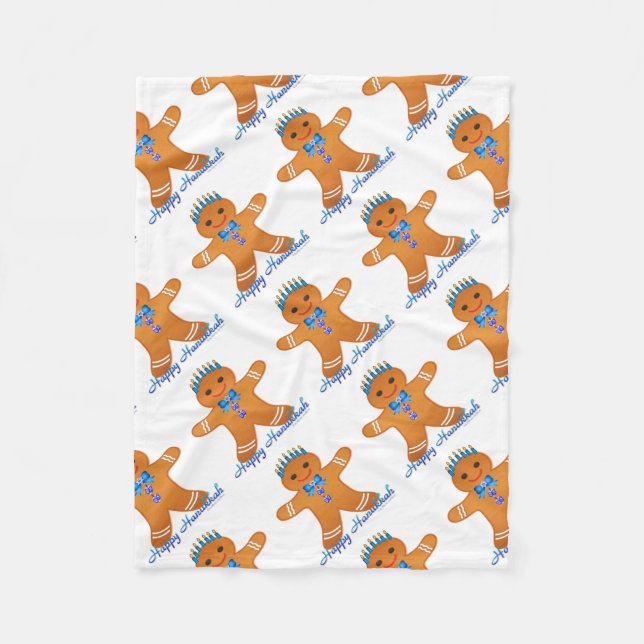 Cobertor De Velo Judaica Hanukkah Gingerpão Man Menorah (Frente)