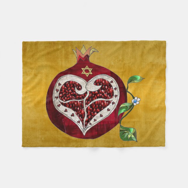 Cobertor De Velo Judaica Pomegranate Heart Hanukkah Rosh Hashanah (Frente (Horizontal))