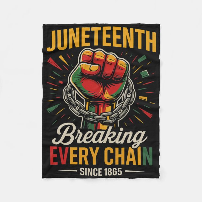 Cobertor De Velo Juneteenth Rompendo Cada Corrente Desde 1865 Liber (Frente)