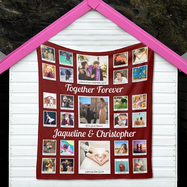 Cobertor De Velo Junto com a Colagem de Fotos para sempre (Together Forever Fleece Blanket with personalized photo collage.)