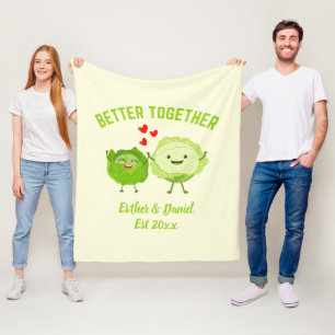 Cobertor De Velo JUNTOS É MELHOR Couves Valentinas Fofas para Casai