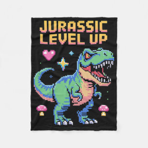 Cobertor De Velo Juric Level Up Pixel Dinossauro Retro Gamer 1 