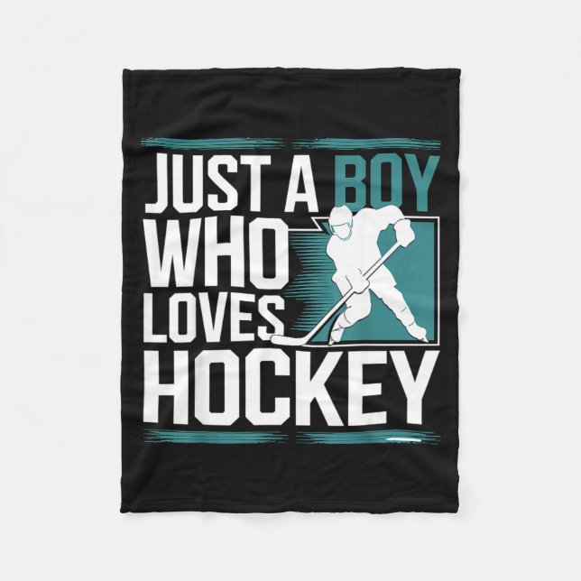 Cobertor De Velo Just A Boy Who Loves Hockey  (Frente)