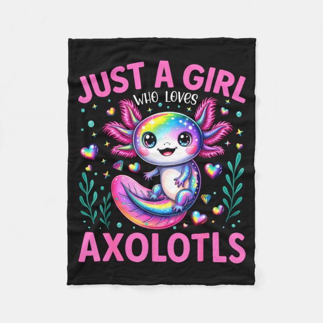 Cobertor De Velo Just A Girl Who Loves Axolotls Kawaii Kids Girls  (Frente)
