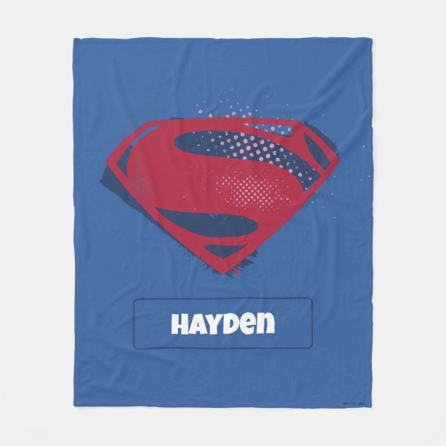 Cobertor De Velo Justice League | Brush & Halftone Superman Symbol (Frente)