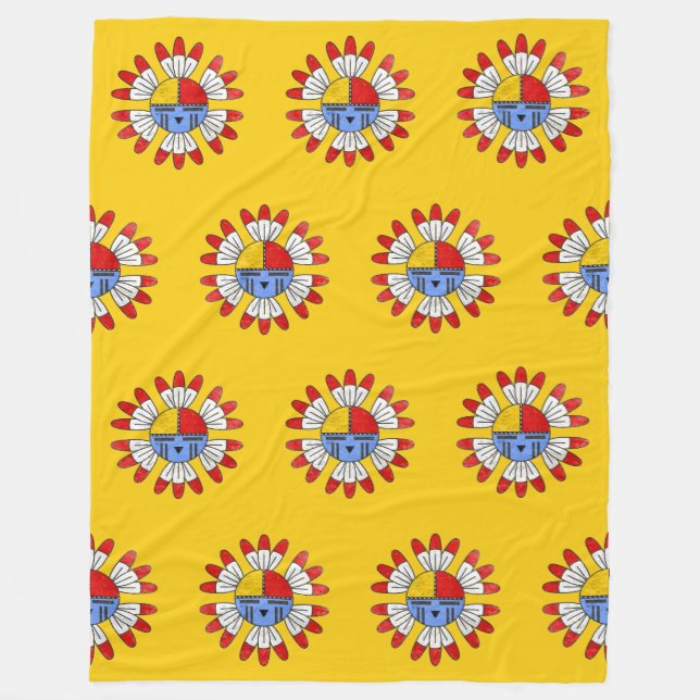 Cobertor De Velo KACHINA Nativa Americana - TAWA Sun Mask 1 (Frente)