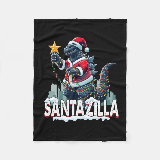 Cobertor De Velo Kaiju Christmas Santazilla Japonês Monster Dinosa (Frente)