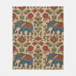 Cobertor De Velo Kalamkari Floral Elephant – Traditional Indian Fol