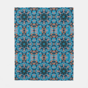Cobertor De Velo Kaleidoscope Star Patterno em Azul e Laranja
