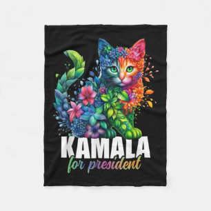 Cobertor De Velo Kamala Harris Para O Presidente Cute Cat Floral Fe