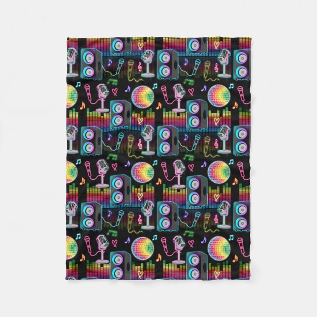 Cobertor De Velo Karaoke Neon Glow Singing Music Party (Frente)