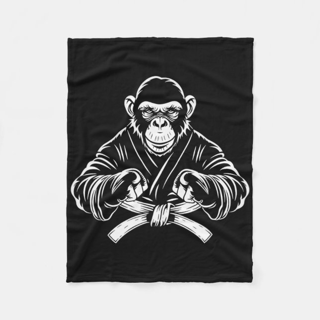 Cobertor De Velo Karate Monkey Desenho Kickboxing Jiu-jitsu Mma Mar (Frente)