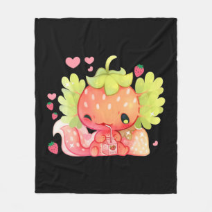 Cobertor De Velo Kawaii Axolotl Strawberry Milk Shake Japanese Anim