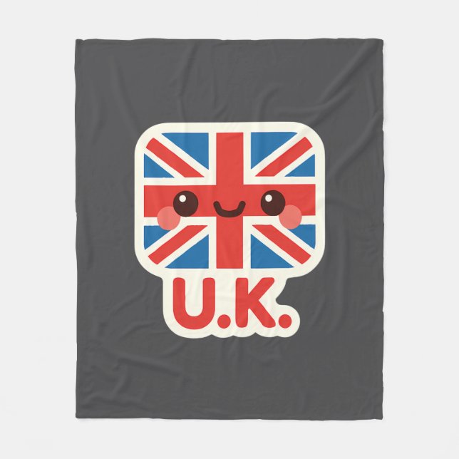 Cobertor De Velo Kawaii British Flag - Cute UK Design (Frente)