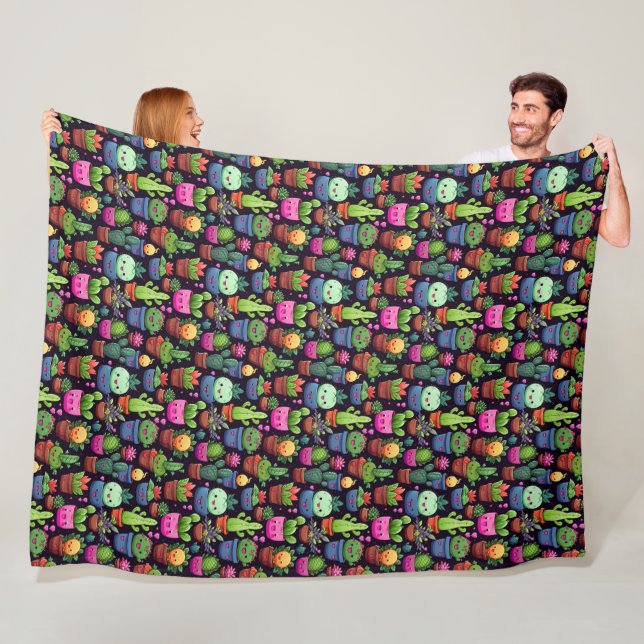 Cobertor De Velo Kawaii Cactus Fleece Blanket (In Situ)