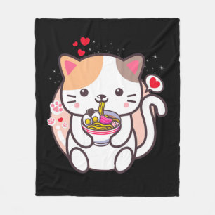 Cobertor De Velo Kawaii Cat Ramen Anime Comida Japonesa Girls Offic