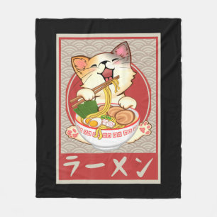 Cobertor De Velo Kawaii Cat Ramen Anime Vintage Garotas-Presentes J