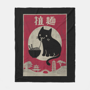Cobertor De Velo Kawaii Cat Ramen Vintage Anime Comidas Japonesas
