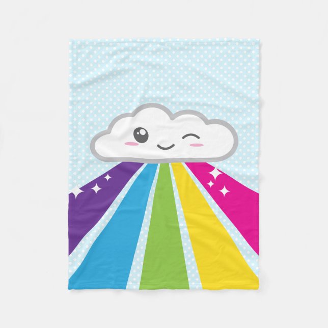 Cobertor De Velo Kawaii Cloud e Rainbow Fleece Blanket (Frente)