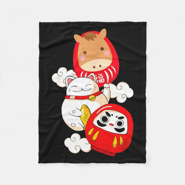 Cobertor De Velo Kawaii Daruma Japanese New Year 2026 Year Of The H (Frente)