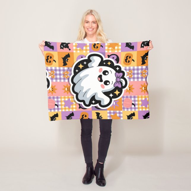 Cobertor De Velo Kawaii Ghost Blanket - Ghost de Cartoon de Patchwo (In Situ)