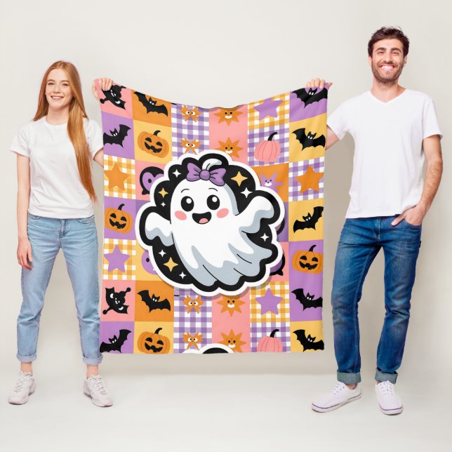 Cobertor De Velo Kawaii Ghost Blanket - Ghost de Cartoon de Patchwo (In Situ)