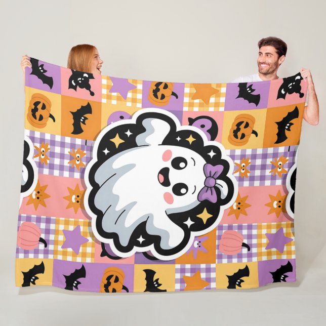 Cobertor De Velo Kawaii Ghost Blanket - Ghost de Cartoon de Patchwo (In Situ)