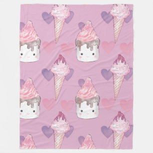 Cobertor De Velo Kawaii Marshmallow e padrão de Sorvete