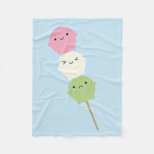Cobertor De Velo Kawaii Mochi Dango (Frente)